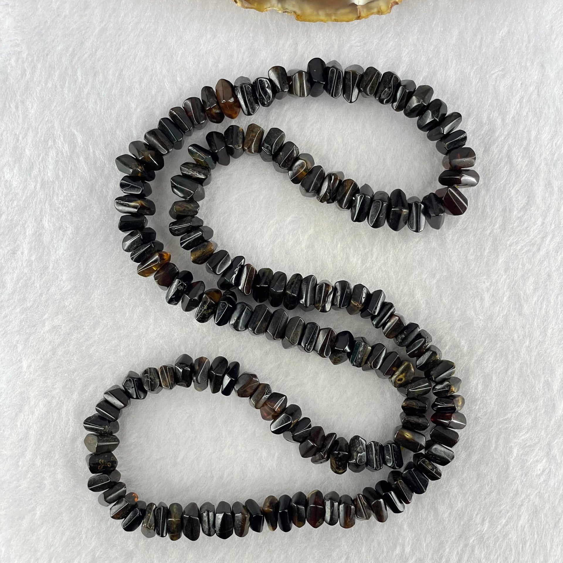 Natural Golden Flower Amber Beads Necklace 天然金花珀项链 29.28g 60cm 8.6 by 7.8 by 4.3mm 138pcs - Huangs Jadeite and Jewelry Pte Ltd