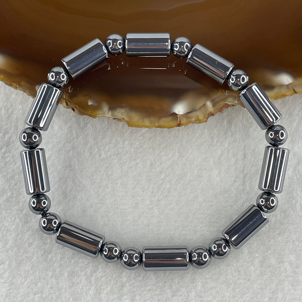 Natural Hematite Lulutong Beads Bracelet 15.49g 18cm 7.0mm-10Lulutong 6.5mm-13Beads