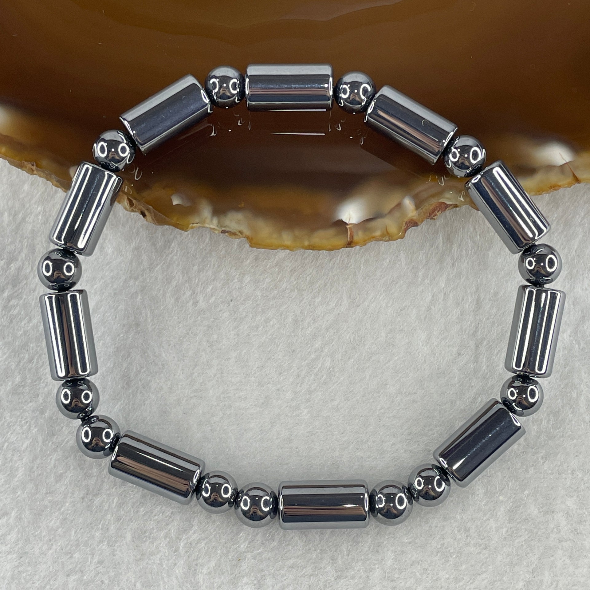 Natural Hematite Lulutong Beads Bracelet 15.49g 18cm 7.0mm-10Lulutong 6.5mm-13Beads - Huangs Jadeite and Jewelry Pte Ltd