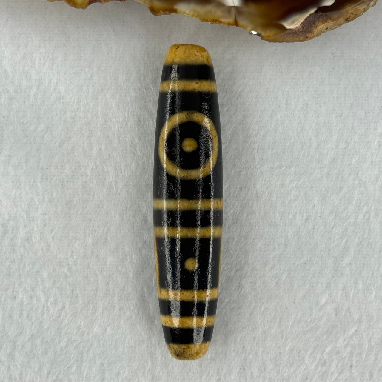 Natural Powerful Tibetan Old Oily Agate 2 Eyes Dzi Bead Heavenly Master (Tian Zhu) 二眼天诛 15.44g 59.1 by 13.1mm - Huangs Jadeite and Jewelry Pte Ltd