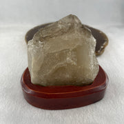 Natural Smoky Quartz Rough Irregular Shape Display in Wooden Stand 483.64g 99.3 by 83.1 by 91.0mm - Huangs Jadeite and Jewelry Pte Ltd