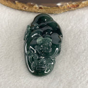 Certified Natural Type A Semi icy Blueish Green Jadeite Ruyi Double Side with Dragon Head Pendant 45.00g 69.8 by 34.0 by 13.9mm - Huangs Jadeite and Jewelry Pte Ltd