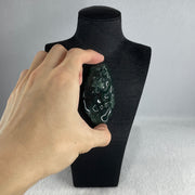 Certified Natural Type A Semi icy Blueish Green Jadeite Ruyi Double Side with Dragon Head Pendant 45.00g 69.8 by 34.0 by 13.9mm - Huangs Jadeite and Jewelry Pte Ltd
