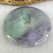 Type A Green With Deep Lavender And Wuji Grey Jadeite Ping An Kou Donut Pendant 47.34g 54.2 by 7.8mm - Huangs Jadeite and Jewelry Pte Ltd