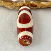 Natural Powerful Tibetan Old Oily Red White Agate One Eye Water Element Dzi Bead Heavenly Master (Tian Zhu) 一眼水元素天珠 10.47g 37.6 by 13.5mm - Huangs Jadeite and Jewelry Pte Ltd