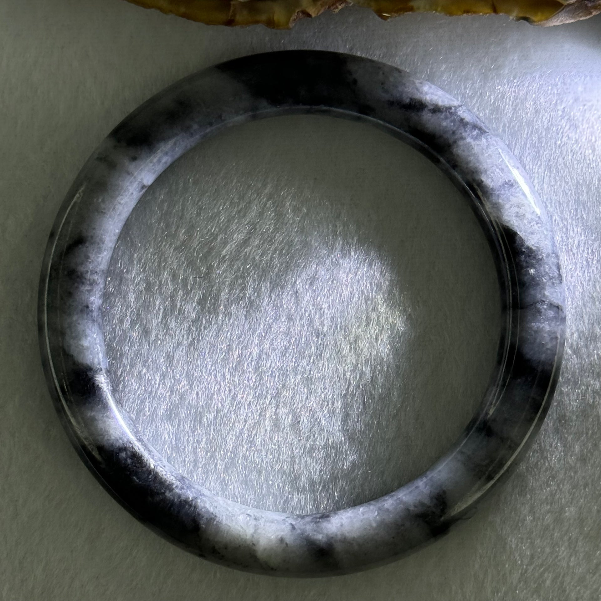 Type A Wuji Grey Black Piao Hua Jadeite Bangle Internal Diameter 55.4mm 39.68g 7.9 by 9.4mm (Slight Internal Lines) - Huangs Jadeite and Jewelry Pte Ltd