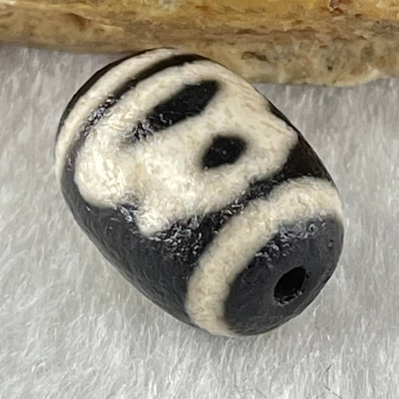 Natural Powerful Tibetan Old Oily Agate Double Cai Shen Dzi Bead Heavenly Master (Tian Zhu) 财神长天珠 2.10g 13.6 by 9.9mm - Huangs Jadeite and Jewelry Pte Ltd