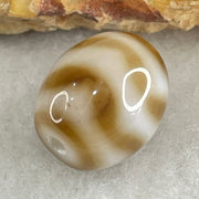 Natural Powerful Tibetan Old Oily Agate Water Wave Daluo Amulet (Tian Zhu) Dzi Bead 2.81g 13.5 by 12.1mm - Huangs Jadeite and Jewelry Pte Ltd