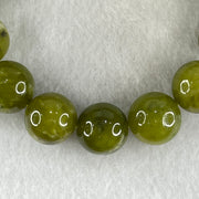 Natural Green Serpentine Jade Beads Bracelet 天然山由玉手链 56.19g 16.5cm 14.2mm 15 Beads - Huangs Jadeite and Jewelry Pte Ltd