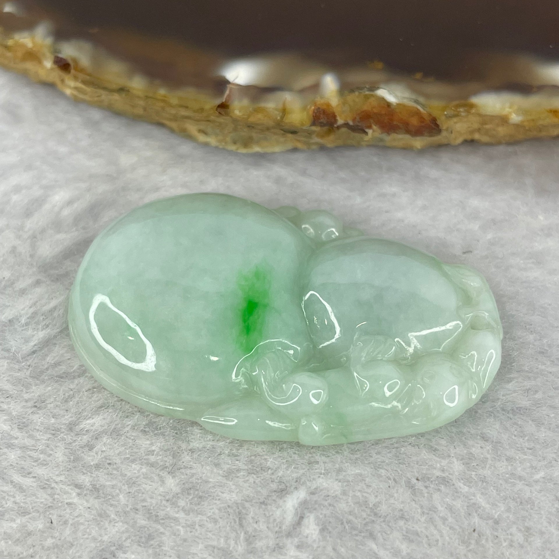 Type A Light Green with Lavender and Bright Green Patch Jadeite Hulu Pendent 12.06g 41.6 by 27.4 by 7.2mm - Huangs Jadeite and Jewelry Pte Ltd