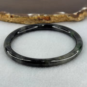 Type A Wuji Black Grey with Green Patch Jadeite Bangle Internal Diameter 55.5mm 40.98g 6.4 by 6.5mm (Internal Lines) - Huangs Jadeite and Jewelry Pte Ltd