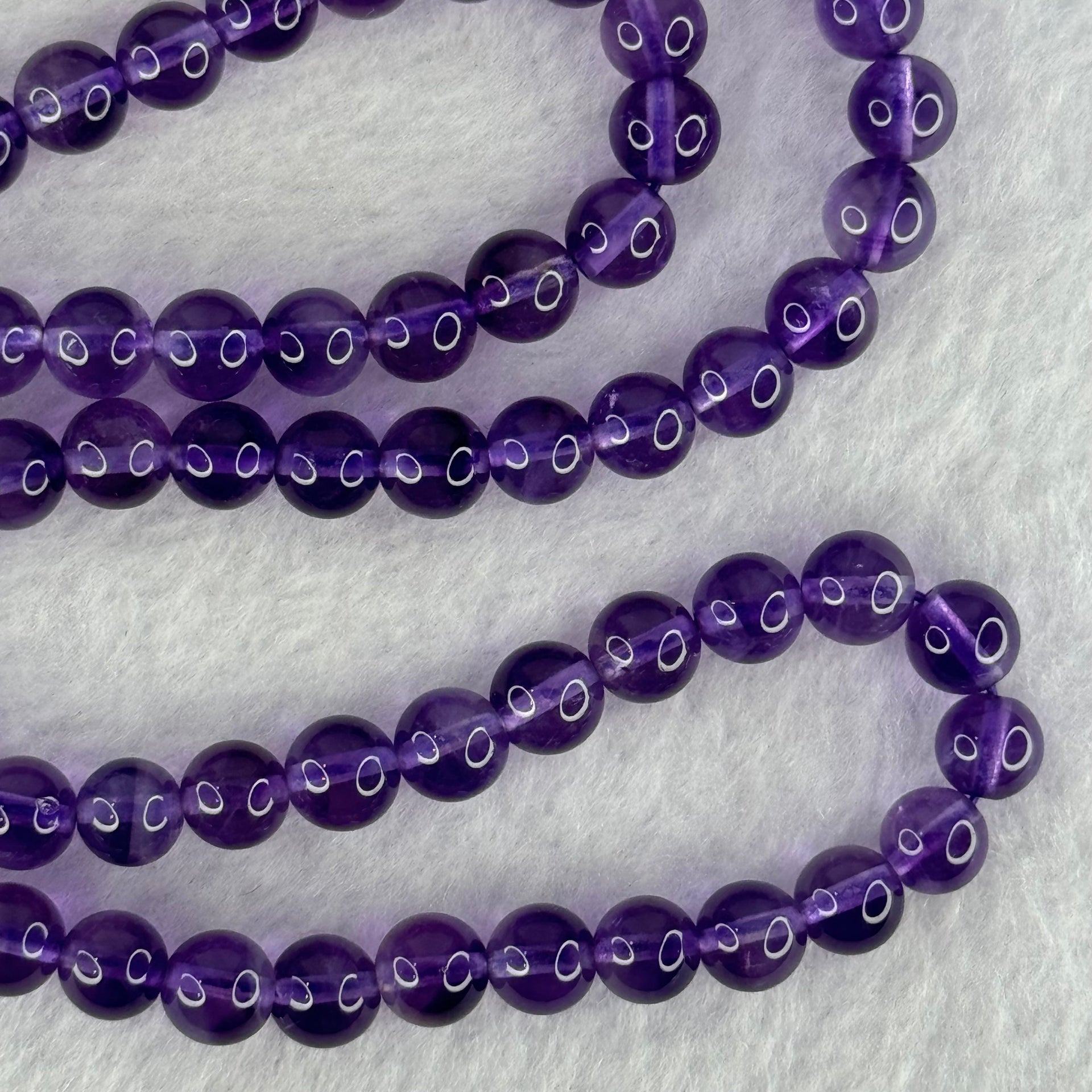Good Grade Natural Amethyst Necklace 39.71g 52cm 7.3 by 79 Beads - Huangs Jadeite and Jewelry Pte Ltd
