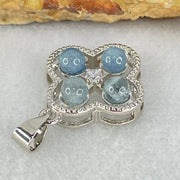 Above Average Grade Rare Natural Blue Dumortierite Rutilated Quartz in S925 Four Leaf Clover Pendant 2.21g 4.0mm 4pcs - Huangs Jadeite and Jewelry Pte Ltd