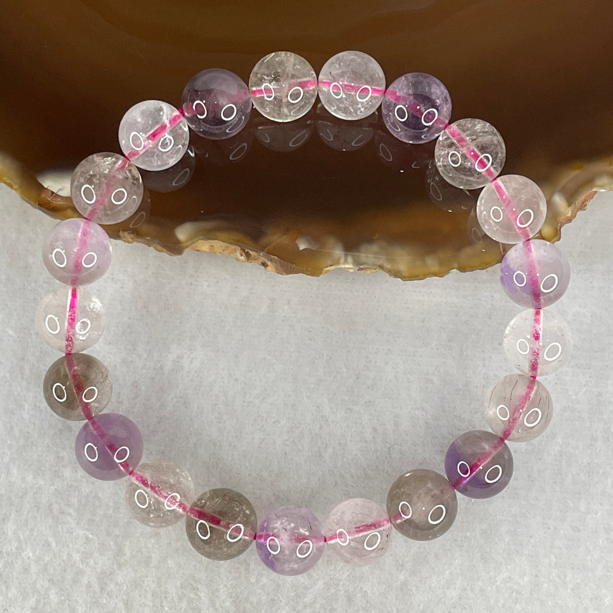 Certified Entry Grade Natural Supper 7 Crystal Beads Bracelet 21.82g 16cm 9.3mm 21 Beads