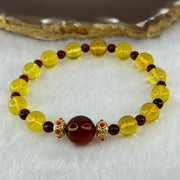 Natural Yellow Golden and Red Amber Beads Bracelet 7.24g 11.4mm 1 Bead 8.2mm 13 Beads - Huangs Jadeite and Jewelry Pte Ltd