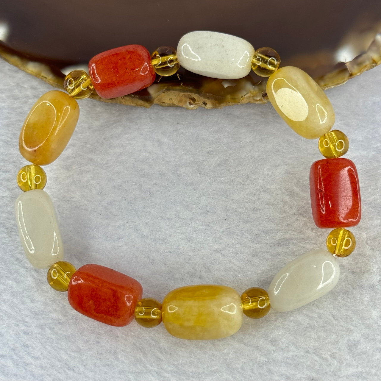 Natural Xinjiang golden silk jade square long bone bead bracelet handmade jade Yadan Gobi color jade bracelet ethnic style 天然新疆金丝玉四方长骨头珠手链手工玉石雅丹戈壁彩玉手串民族风 25.37g 9.5 mm 9 Beads - Huangs Jadeite and Jewelry Pte Ltd