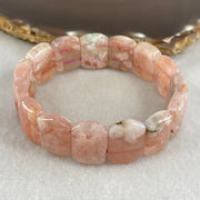 Above Average Natural Pink Flower Agate Shou Pai Bracelet 37.75g 17cm 17.8 by 13.1mm 15 Pieces (Slight External Rough) - Huangs Jadeite and Jewelry Pte Ltd