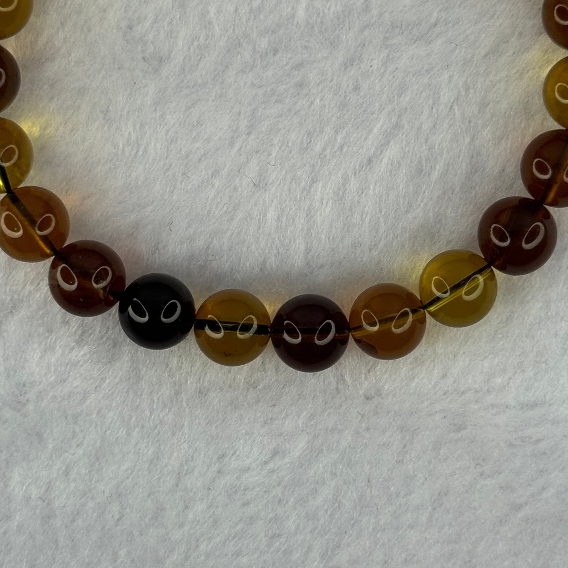 Natural Mixed Color Amber Beads Bracelet 6.49g 15.5cm 8.1mm 23 Beads - Huangs Jadeite and Jewelry Pte Ltd