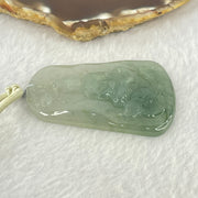 Type A Semi Icy Blueish Green Jadeite Guan Yin With Elephant and Flower Samantha Bodhisattva Pendant 31.38g 58.4 by 38.8 by 7.2mm - Huangs Jadeite and Jewelry Pte Ltd