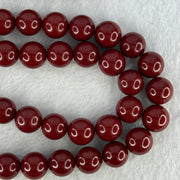 Natural Red Cinnabar Beads Necklace in S925 Sliver Gold Color Clasps 天然紫金沙项链 88.88g 40cm 12.0mm 35 Beads - Huangs Jadeite and Jewelry Pte Ltd