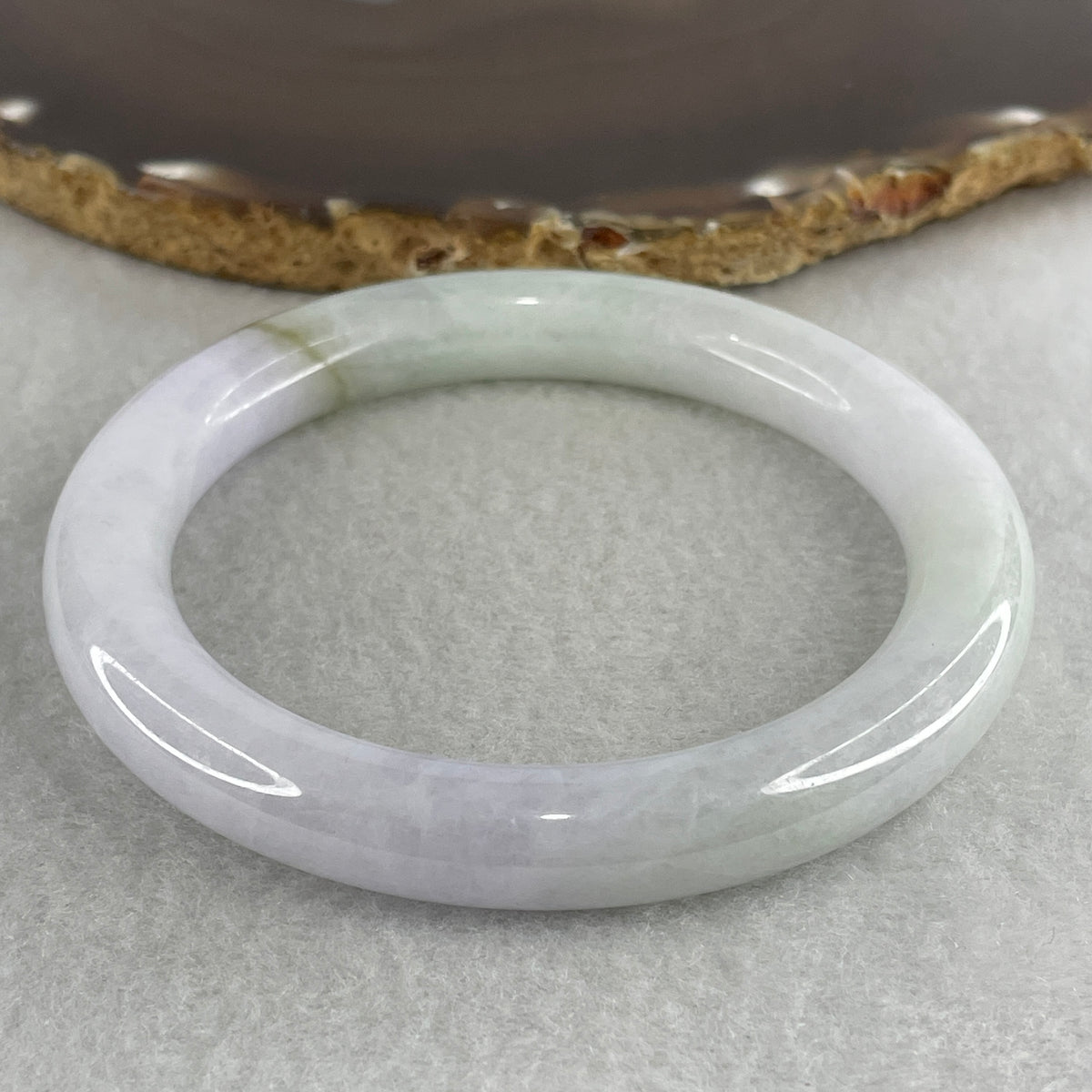 Certified Natural Type A Light Green & Lavender Jadeite Full Round Bangle | 60.4mm Yuan Tiao (60.38g 10.2x10.0mm | Internal Line | Imperial Wholeness, Royal Fortune & Heart Vitality) - Huangs Jadeite and Jewelry Pte Ltd