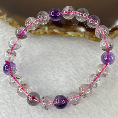 Above Average Grade Natural Super 7 Crystal Beads Bracelet 天然超级七水晶珠手链 19.62g 16cm 8.9mm 22 Beads - Huangs Jadeite and Jewelry Pte Ltd
