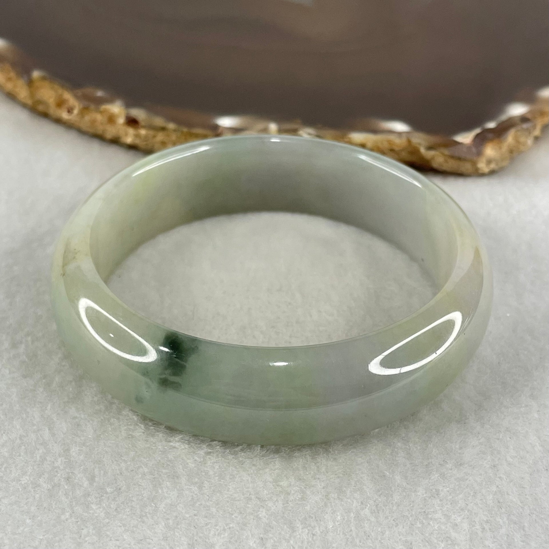 Type A Light Green with Lavender Jadeite Bangle 61.36g Inner Diameter 55.5mm 16.2 by 8.0mm (Slight Internal Lines) - Huangs Jadeite and Jewelry Pte Ltd