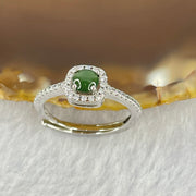 Natural Icy Jadeite with Crystals In S925 Sliver Ring (Adjustable Size) 2.22g 4.6 by 3.0mm - Huangs Jadeite and Jewelry Pte Ltd