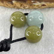 Type A Light Blueish Green 14.7mm and Brown 13.7mm Jadeite Beads Necklace 15.66g - Huangs Jadeite and Jewelry Pte Ltd