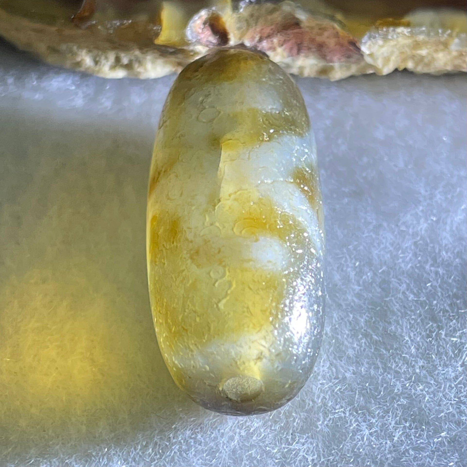 Natural Powerful Tibetan Old Oily Agate Patina Guiren Tairen Human Dzi Bead Totem Amulet Heavenly Master (Tian Zhu) 贵人天诛 7.78g 28.9 by 12.8mm - Huangs Jadeite and Jewelry Pte Ltd