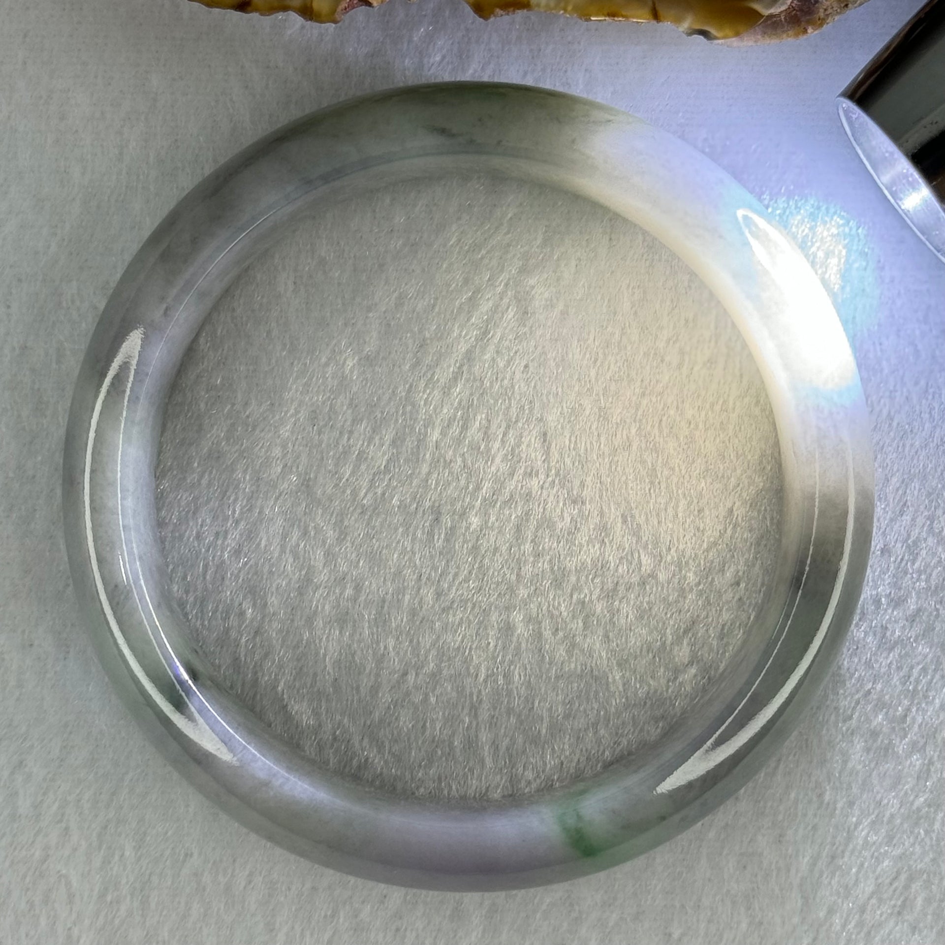 Type A Grey Wuji with Lavender and Green Jadeite Bangle Internal Diameter 56.2mm 61.48g 15.4 by 8.5mm (Slight Internal Lines) - Huangs Jadeite and Jewelry Pte Ltd