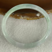 Certified Type A Light Green with Green Patches Jadeite Oval Bangle Internal Diameter 54.3mm 20.69g 7.5 by 6.4mm ( Very Slight Internal Lines ) - Huangs Jadeite and Jewelry Pte Ltd
