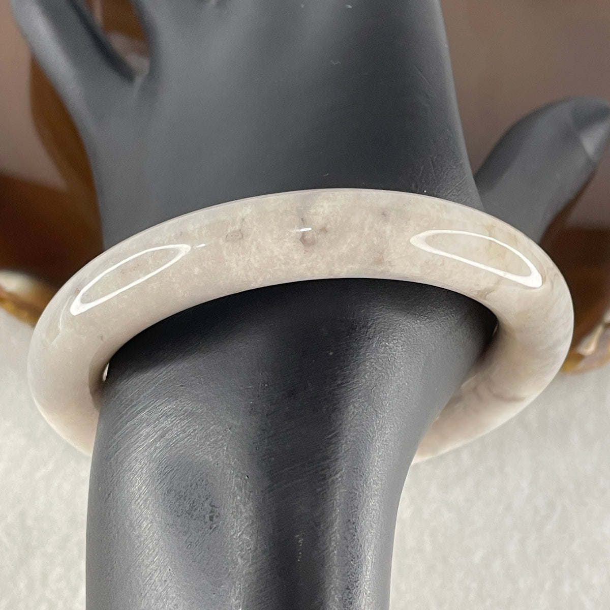 Natural Purple Flower Agate Full Round Bangle | (43.21g | 53.8mm ID | 10.7 x 10.3mm | Close to Perfect | Royal Blooming Grace & Spiritual Elevation Anchor, Feng Shui Blessing & Sovereign Fu Zhuo Bangle) - Huangs Jadeite and Jewelry Pte Ltd