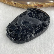 Type A Opaque to Partial Translucent Black Omphacite Jadeite Goat Pendant 27.85g 59.9 by 40.6 by 9.8mm - Huangs Jadeite and Jewelry Pte Ltd