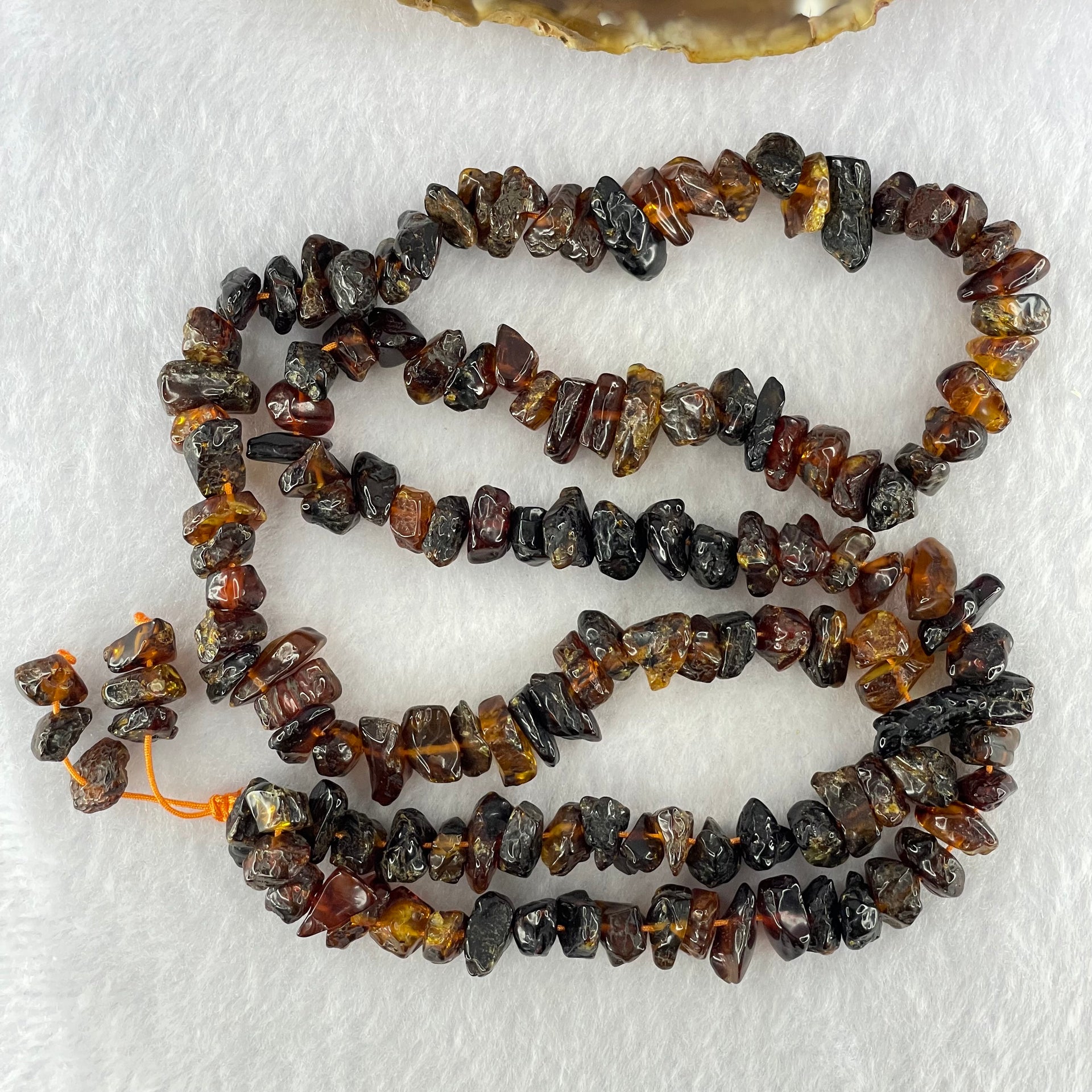 Natural Cognac Amber Beads Irregular Bracelet 34.60g 70cm 14.1 by 8.5 by 5.9mm to 7.8 by 7.1 by 4.9mm 139 Beads - Huangs Jadeite and Jewelry Pte Ltd