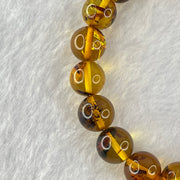 Natural Brownish Yellow Flower Amber Beads Bracelet 12.88g 17.5cm 10.8mm 19 Beads - Huangs Jadeite and Jewelry Pte Ltd