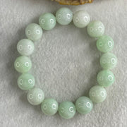Type A Light Green Jadeite Beads Bracelet 55.28g 16cm 12.6mm 16 Beads - Huangs Jadeite and Jewelry Pte Ltd