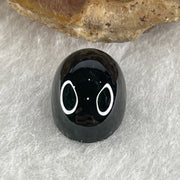 Type A Translucent Black Omphacite Jadeite Round Cabouchon Stone For Setting 1.23g 12.2 by 8.7 by 5.6mm - Huangs Jadeite and Jewelry Pte Ltd
