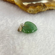 Natural Green Aventurine Mini Heart Pendant with Sliver Clasps 0.90g 12.1 by 11.9 by 4.1mm - Huangs Jadeite and Jewelry Pte Ltd
