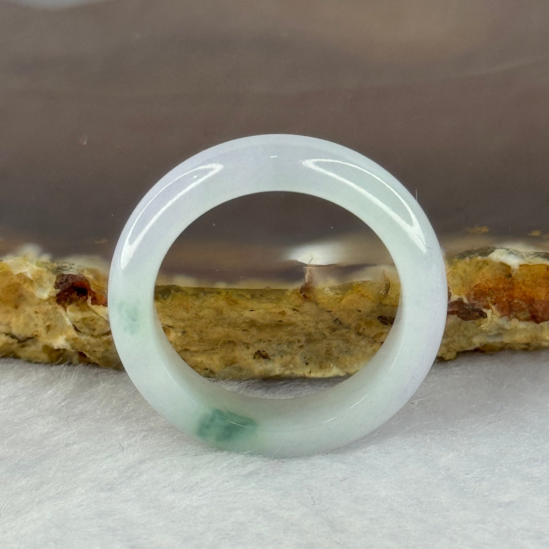 Type A Light Lavender Green with Blueish Green Patch Jadeite Ring 3.71g 5.5 by 3.7mm US8.25 HK18 - Huangs Jadeite and Jewelry Pte Ltd