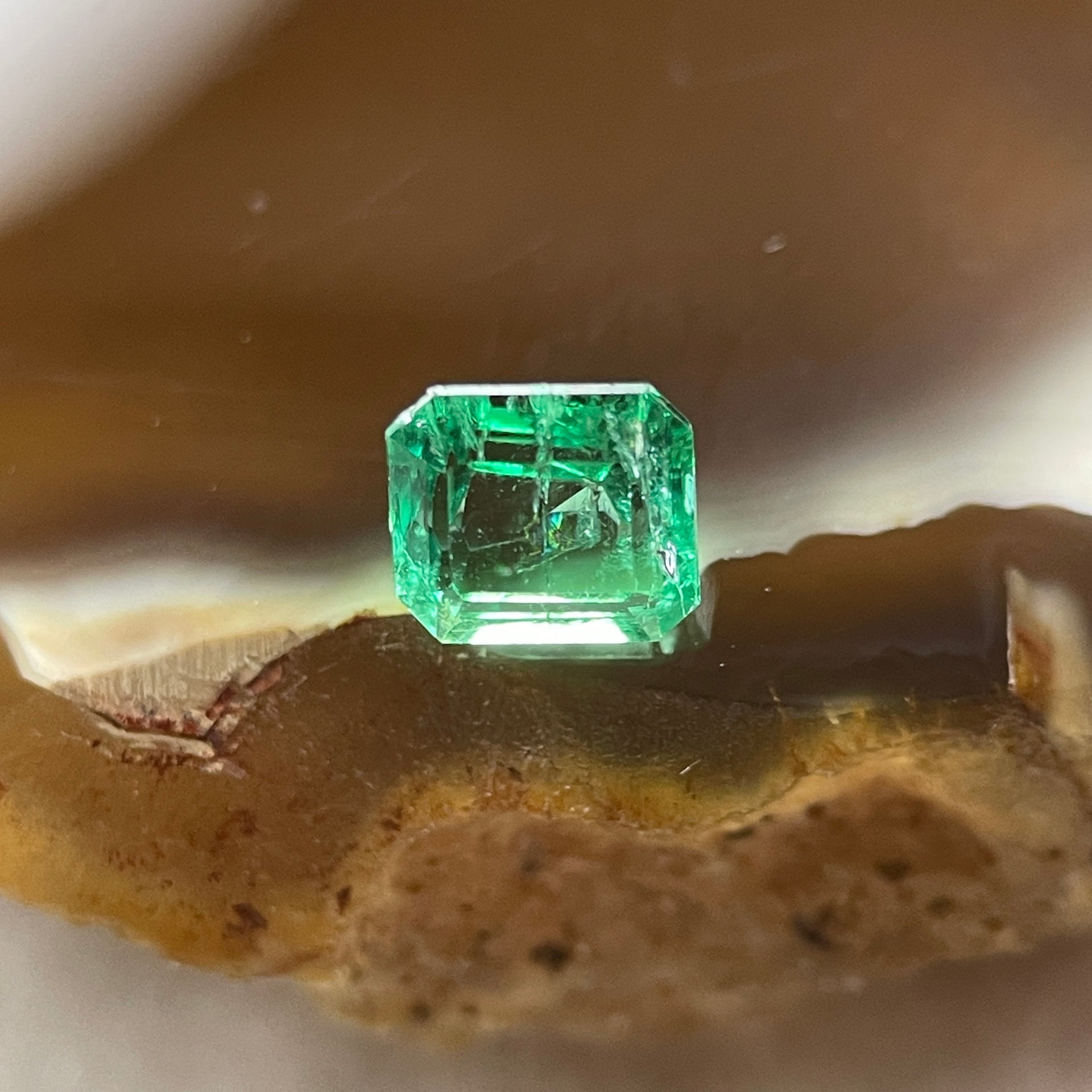 Natural Colombia Vivid Green Emerald (Beryl) Cut-Cornered Rectangular Step cut 0.41ct 4.5 by 4.1 by 3.0mm - Huangs Jadeite and Jewelry Pte Ltd
