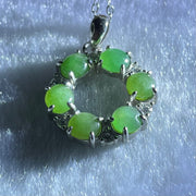 Type A Green Jadeite Cabochon in S925 Sliver Necklace 2.92g 3.9 by 1.5mm 6pcs - Huangs Jadeite and Jewelry Pte Ltd