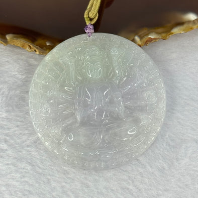 Type A Lavender Green Jadeite Thousand Hands Guan Yin Pendent 33.14g 53.5 by 6.5mm - Huangs Jadeite and Jewelry Pte Ltd
