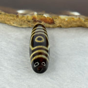 Natural Powerful Tibetan Old Oily Agate 3 Eyes Dzi Bead Heavenly Master (Tian Zhu) 三眼天诛 7.26g 39.4 by 11.2mm - Huangs Jadeite and Jewelry Pte Ltd
