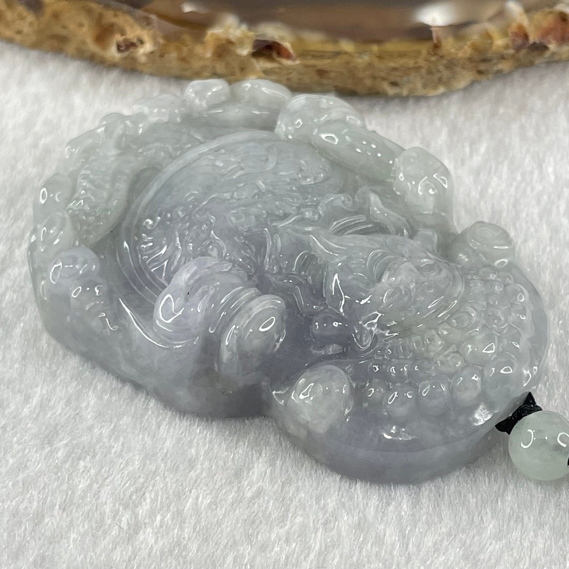 Type A Lavender and Light Blueish Green Jadeite Cai Shen Ye God Of Fortune Pendant 53.7g 53.0 by 37.4 by 12.3mm - Huangs Jadeite and Jewelry Pte Ltd