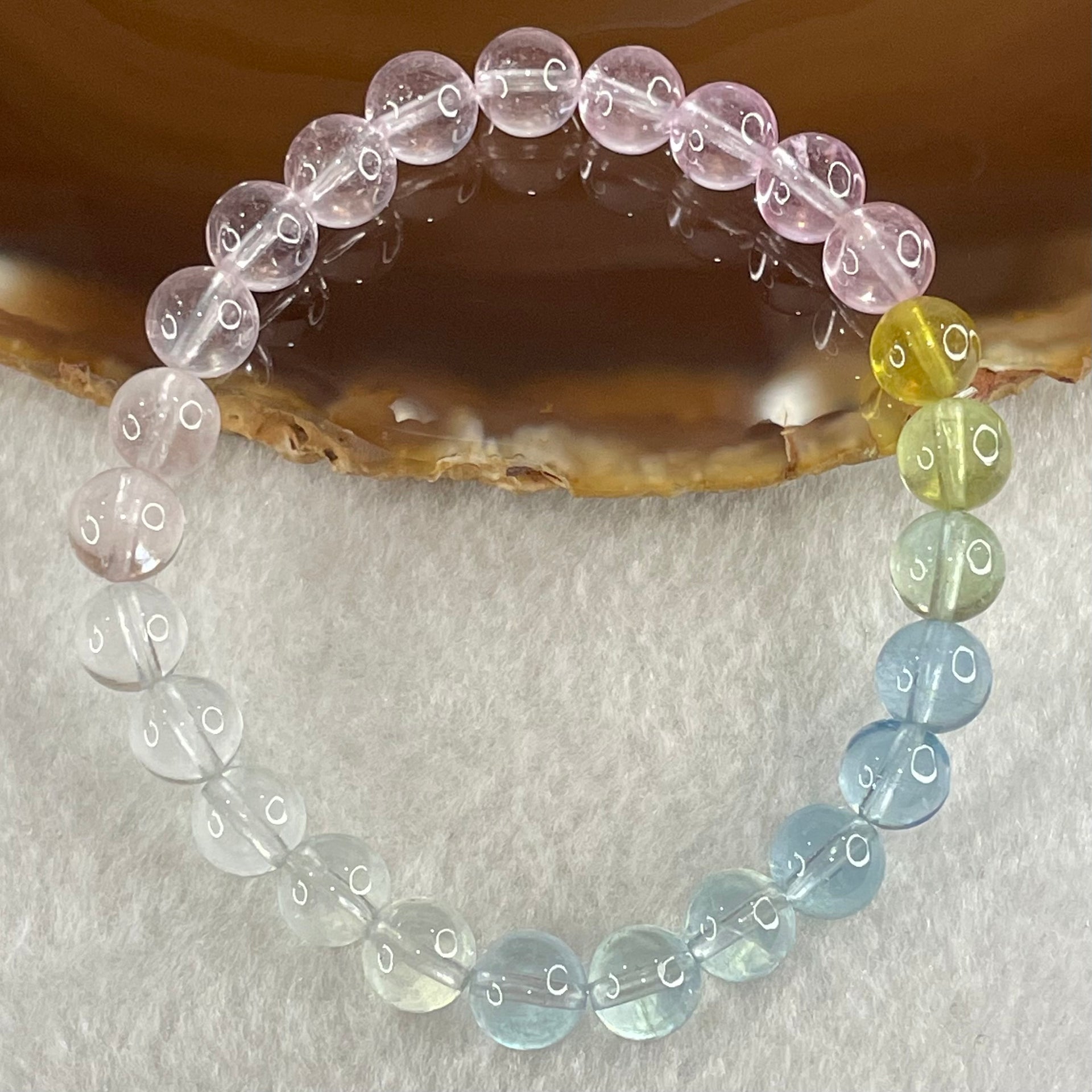 Very Very High Grade Transparent Natural Morganite Beryl Beads Bracelet 15.31g 15.5mm 7.8mm 25 Beads - Huangs Jadeite and Jewelry Pte Ltd