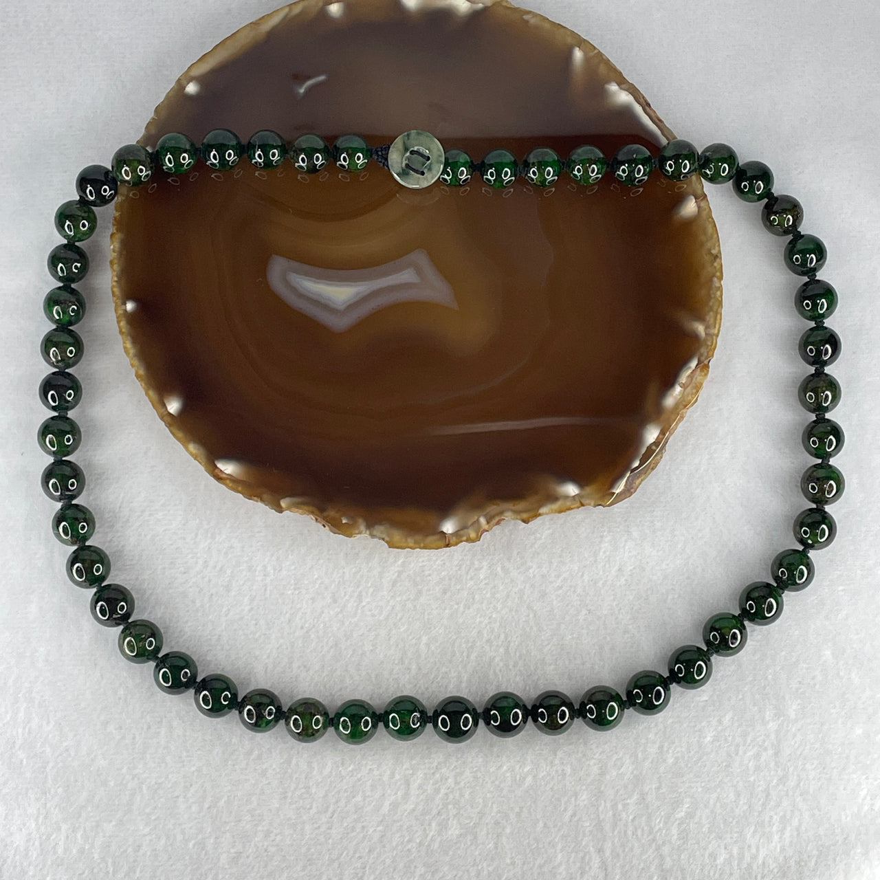 Natural Green Diopside Beads Necklace – Deep Forest Green Crystal Strand | Healing, Balance & Natural Elegance 112.87g 58cm 11.0mm 49 Beads