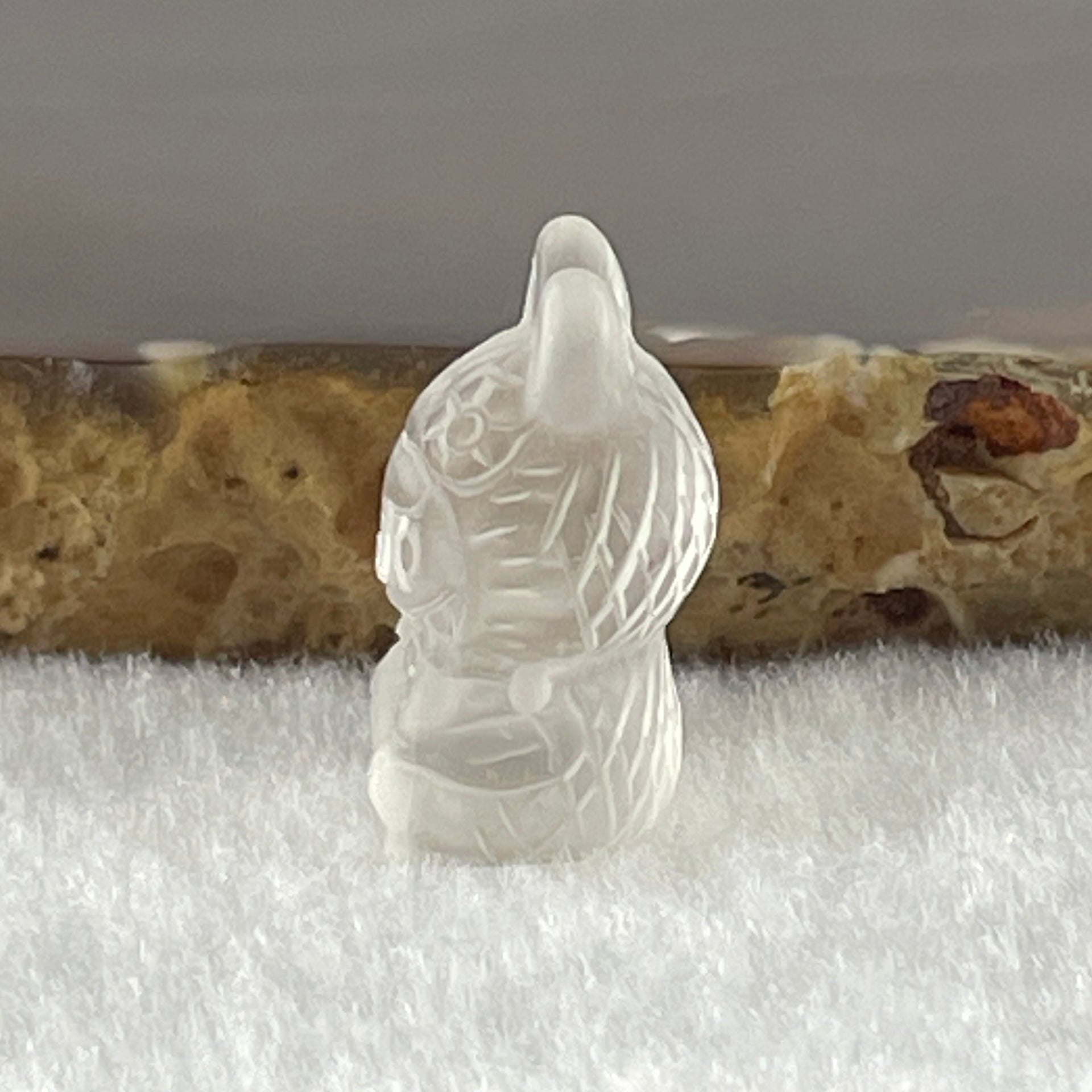 Natural Matt Clear Quartz Labubu Charm Display 3.15g 8.8 by 12.3 by 10.1mm - Huangs Jadeite and Jewelry Pte Ltd