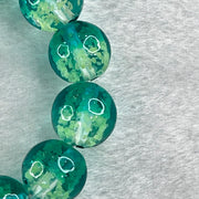 Blueish Green with Yellow Beads Glass Bracelets 27.06g 11cm 12.1mm 12 Beads - Huangs Jadeite and Jewelry Pte Ltd