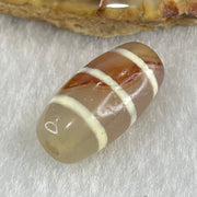 Natural Powerful Tibetan Old Oily Agate 3-Lines Dzi Bead Heavenly Master (Tian Zhu) 三行天诛 3.30g 20.1 by 10.5mm - Huangs Jadeite and Jewelry Pte Ltd